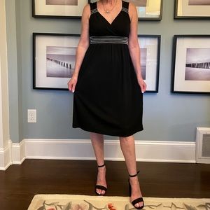 Ann Taylor Black Dress with White Stitching